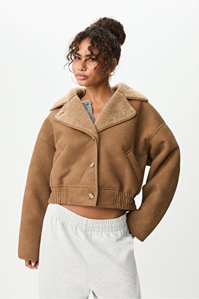 Stradivarius Kısa içi kürklü ceket