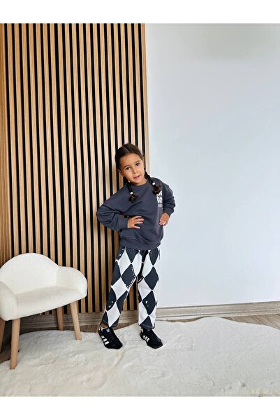 ibeeka Unisex Kids Black and White Checkered Top and Bottom Tracksuit Set