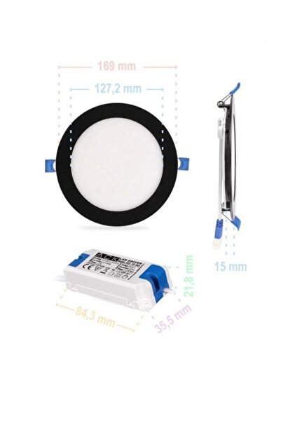 ACK AP01-01201 12W Slim Led Panel Siyah Kasa 3000K Sarı Işık Gömme Spot Lamba