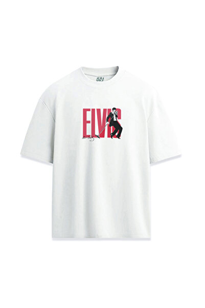 Darkia تي شيرت مريح للجنسين مطبوع عليه توقيع إلفيس بريسلي