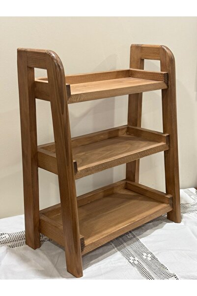 GREENİSH HOME Greenish Home Ahşap Tezgah Üstü 3 Katlı Baharatlık