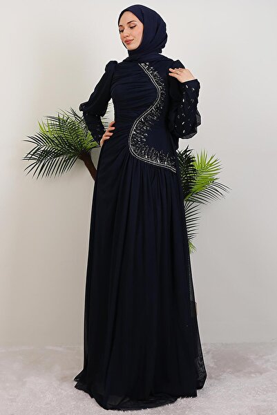 GİYZAMİLA Βραδινό φόρεμα Mars Manşet Navy Blue