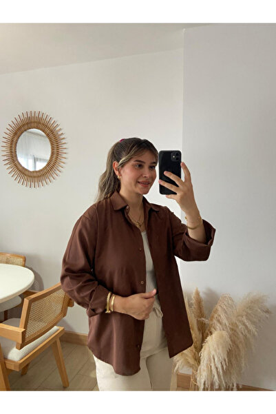 MODA Kadın Oversize Basic Uzun Gömlek