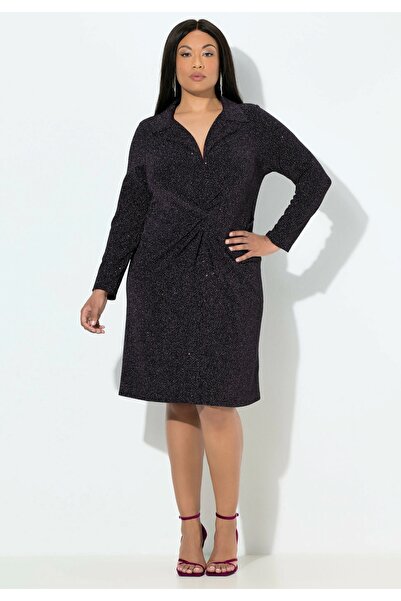 Şans Rochie de seara pentru femei, marime mare, mov, cu detaliu frontal cu sc...