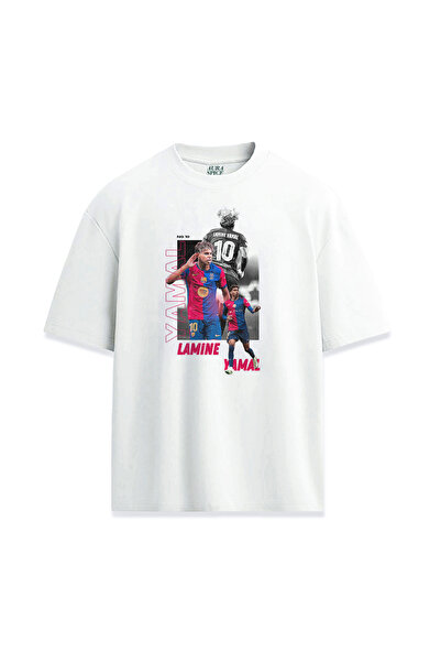 Darkia تي شيرت أبيض للجنسين بتصميم مطبوع خاص من Lamine Yamal