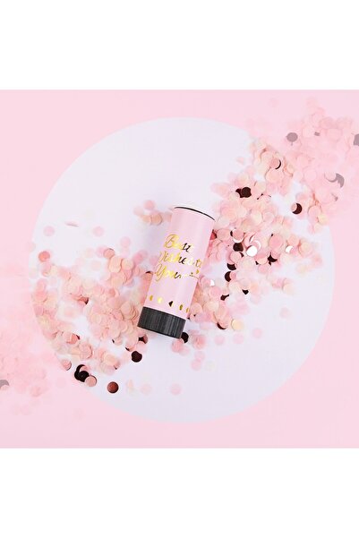 Flippy Confetti Cannon 'Best Wishes' 11 x 4 cm, Polka dot paper & foil, Pink