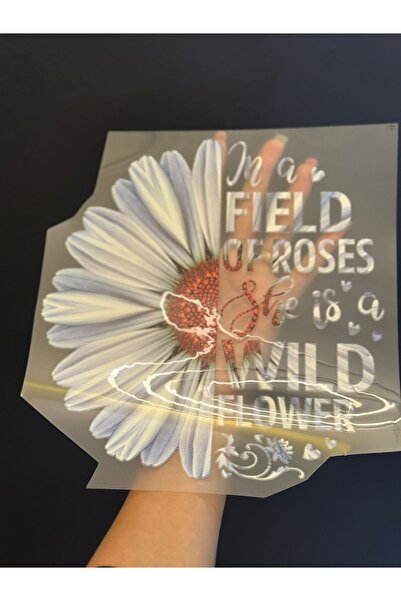 Gönülden Tasarım Ütü İle Yapışan Açık Mavi Çiçek Transfer Baskı Arma 22x22 Cm