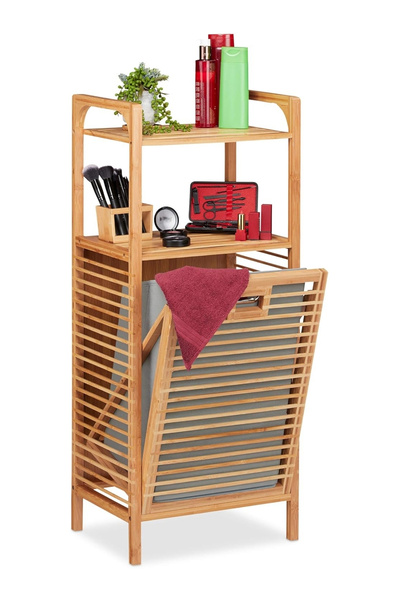 TheJOJODesign Raflı Şık Estetik Kullanışlı Sağlam Bambu Materyal Çamaşır Kirl...