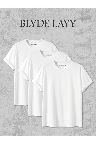 BLYDE LAYY Πακέτο με 3 μπλουζάκια Unisex Crew Neck White χωρίς στάμπα