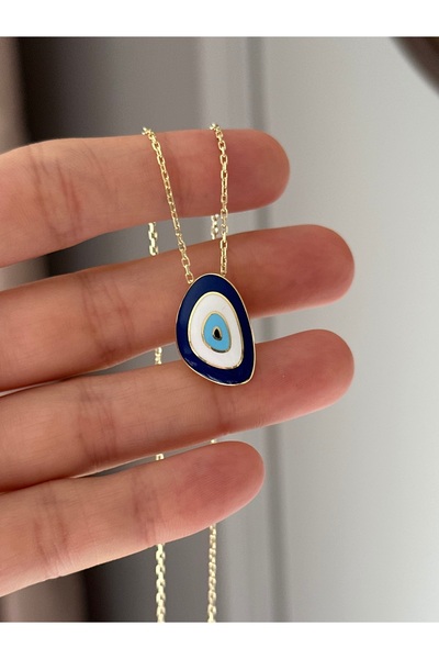 emy by emel luxury silver jewelry Altın Kaplama Mineli Göz Kolye 925 Ayar Gümüş
