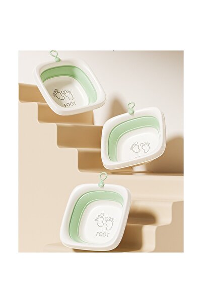 Flippy Foldable Baby Bath Tub, Square Foot Model, Green, 32x27.5x3.7 cm, 4 L