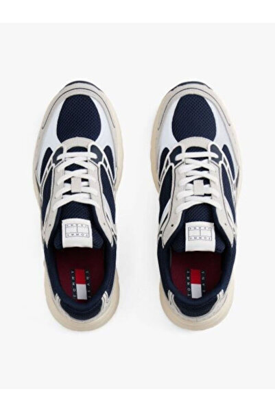 Tommy Hilfiger Erkek Yüksek Rahat Taban Nefes Alabilen File Detaylı Lacivert-Beyaz Sneaker EM0EM01622-0GZ