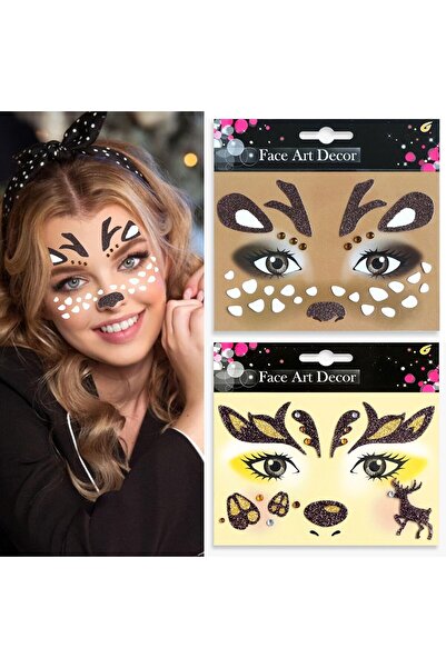 Flippy Temporary Face Sticker, Flippy, for Makeup, Face Art, Halloween, Theater, Deer Model, Brown