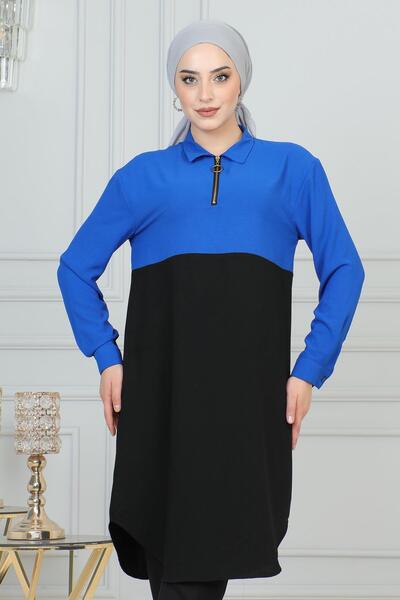 Missvalle Zipper Detailed Tunic Indigo 6098