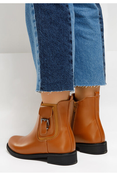 B T Shoes Γυναικεία μποτάκια Καμηλο Olivia