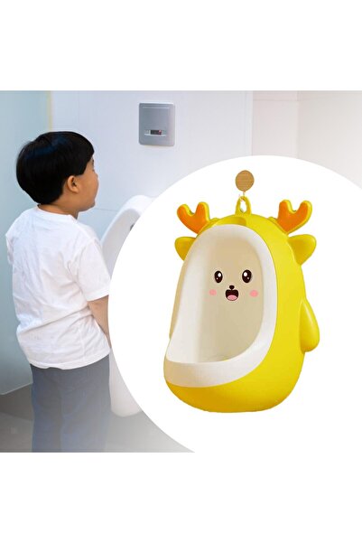 Flippy Boys' Urinal, Deer-Shaped, 0-8 yrs, Wall-Mount, Brush Included, Yellow