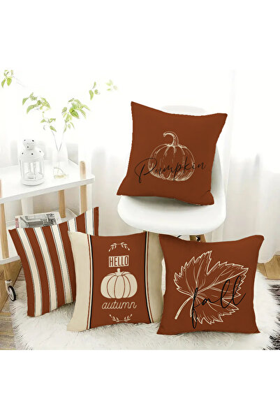 Evmila Σετ μαξιλαριών 4 τεμαχίων με βελούδινη υφή και φθινοπωρινό σχέδιο, τυπ...