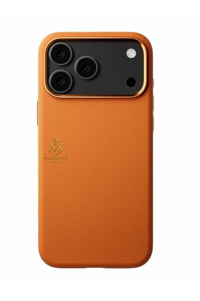 Massemr Premium Leather Case for iPhone 17 Pro Max Magsafe Compatible Stylish Cover Shock Absorbing Phone Protection