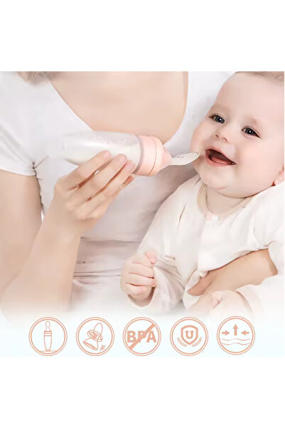 YuumiCo Kaşıklı Biberon Bebek Besleme Aparatı | Kaşıklı Mama ve Süt Biberonu | Ek Gıda Biberonu