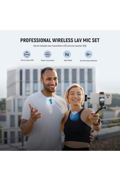 NEEWER Wireless Lavalier Microphone KM23 (1 RX + 2 TX) — 131 ft Range, Noise Cancellation, Omnidir
