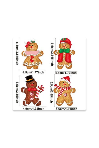 Flippy Set of 12 Wooden Christmas Ornaments (Flippy) with Hanging String, Gingerbread, Multicolor