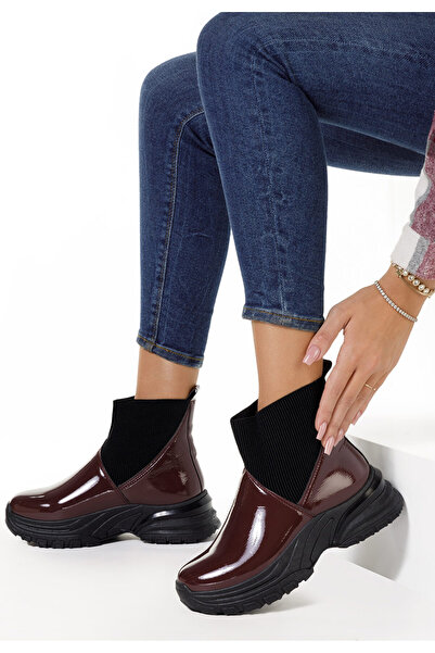 B T Shoes Γυναικεία μποτάκια μπορντό Ersa