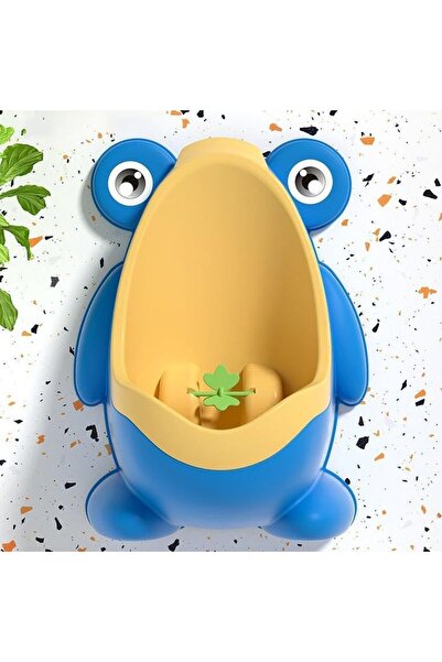 Flippy Dalip Boys' Urinal, Frog-Shaped, 0-8 Years, Wall-Mount, With Brush, Adhesive Hook, 29 x 22.5 cm, Bl