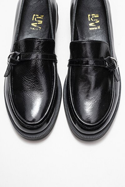 LuviShoes GALEA Чорні шкіряні туфлі-лофери з пряжкою з натуральної шкіри для жінок