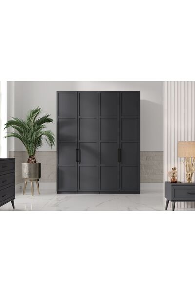 Doressa Pita Grey 4 Kapılı Gardırop