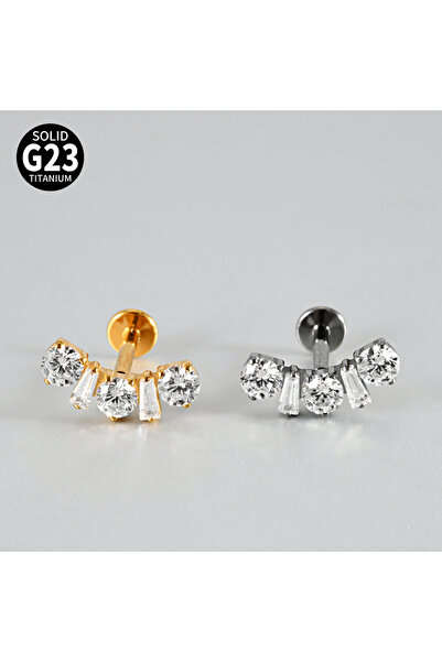 Choice3 Silver 1.2x8mm Style 3 1pcs G23 Titanium CZ HorsEye Flowers Wheat Des...
