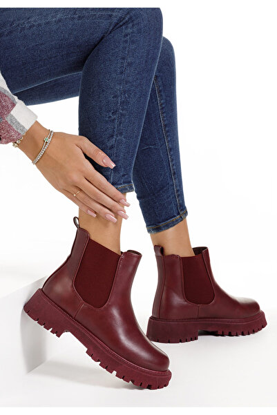 B T Shoes Γυναικεία μποτάκια μπορντό Stellia