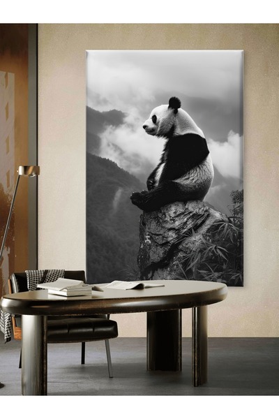 ESLEM YALNIZ PANDA TEMA BASKILI KANVAS TABLO