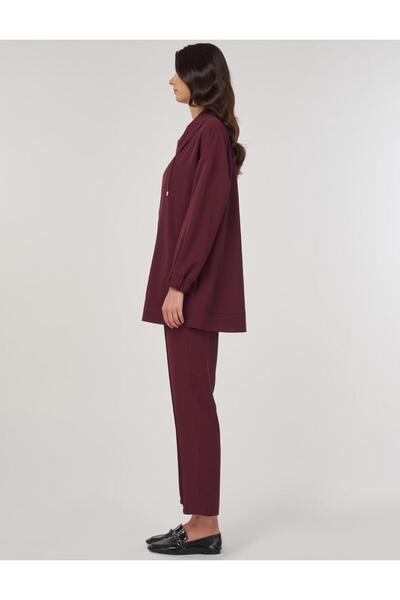 Kayra Wide Collar Double Suit Burgundy