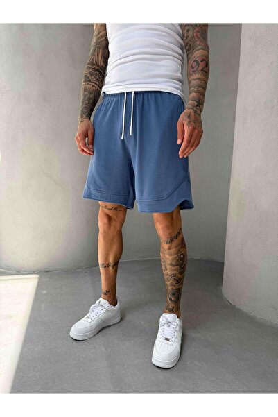 KağanKY Μπλε υφασμάτινο σορτς ζακάρ