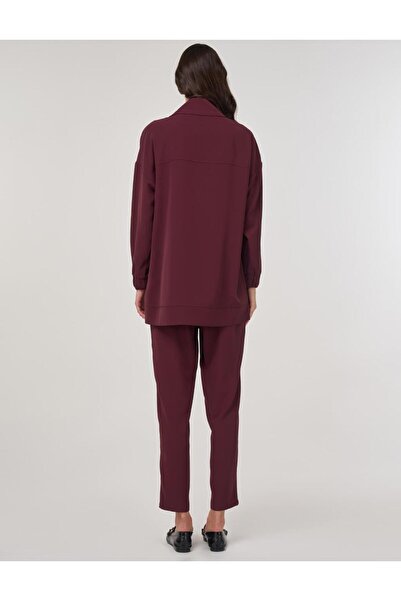 Kayra Wide Collar Double Suit Burgundy