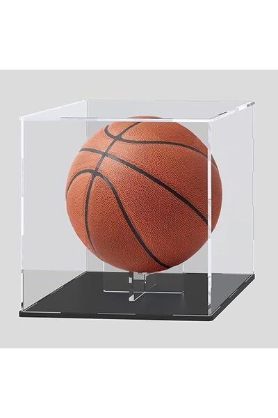 Slasa صندوق عرض كرة السلة الشفاف المصنوع من الأكريليك مع حامل (26×26×28 سم) -...