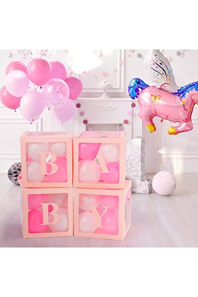 Flippy Set 4 Balloon Boxes, Flippy, Baby Writing, Love Theme, Decorative Plastic Cubes