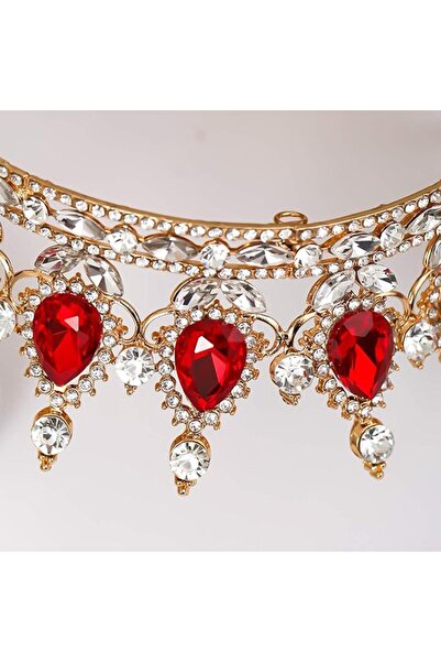 Flippy Alloy Tiara with Crystals Hair Accessory, Red/White, 15 x 5.3 x 12.5 cm