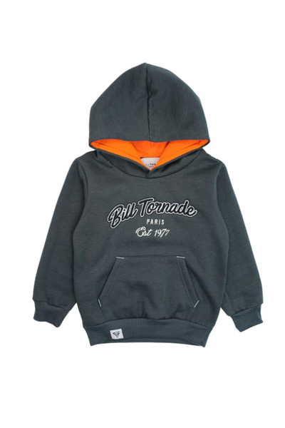 BILL TORNADE Children's sweatshirt, with front pocket, gray, Est 1977, Bill Tornade