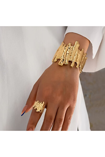 Choice YF8092-1 خاتم سوار مفتوح بتصميم هندسي مطوي جديد وعصري للنساء، عصري ومخصص