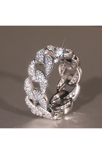 Choice 9 T0768 خواتم أصابع نسائية بتصميم سلسلة متصلة من هويتان، مرصعة بالكامل...