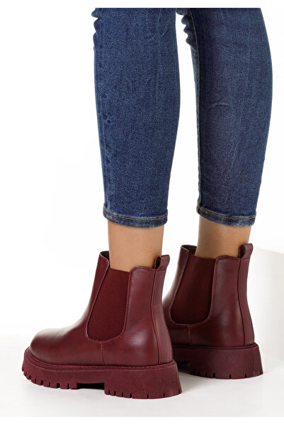 B T Shoes Γυναικεία μποτάκια μπορντό Stellia