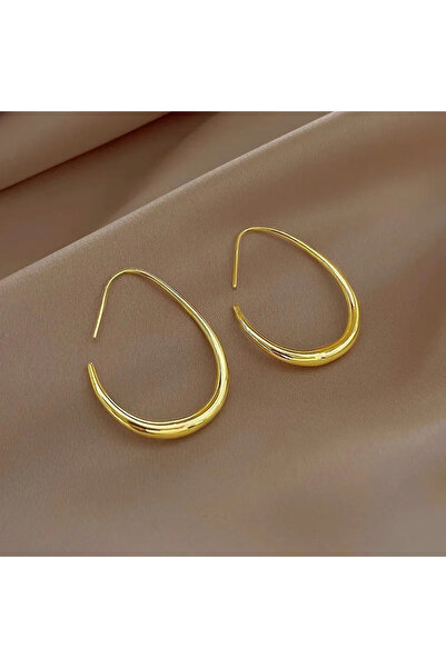 Choice E3766 Huitan Waterdrop Shaped Big Hoop Earrings for Women Minimalist Metal Earrings Daily Wear Tempe