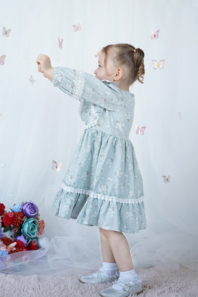 ALYRA Baby Girl Dress Long Sleeve Ruffled Cotton Birthday Party Special Occasion Wedding Casual Girl's Dress