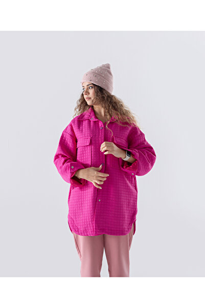 MODA Jakar Kumaş Kare Desen Oversize Gömlek