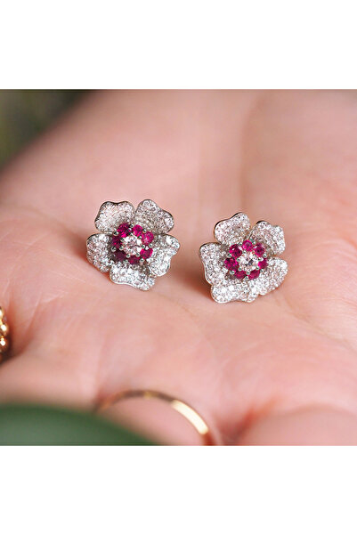 Choice أقراط هويتان E2881 على شكل زهرة حمراء وردية للنساء، وصل حديثًا، إكسسوا...