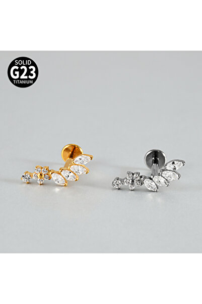 Choice8 أقراط أذن ذهبية من التيتانيوم G23 بتصميم على شكل عين الحصان وزهور الق...