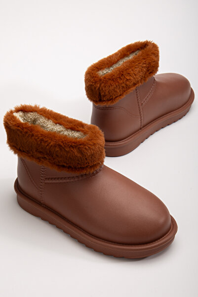 camaiore Γυναικείες καθημερινές μπότες Tan Brown Αδιάβροχες, Επίπεδη σόλα, Άνετα, ελαφριά μπότες με γούνα στο εσωτερικό