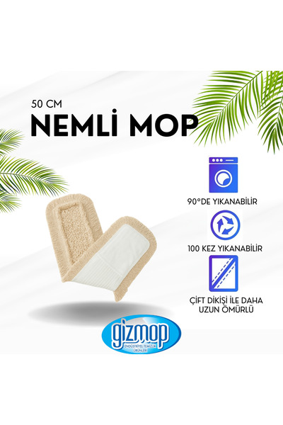 50 Cm Nemli Mop 3 ADET Zemin Paspası %100 Pamuk Yedek