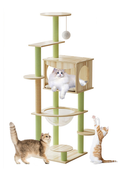 KidLe Cat Tree Cat Climbing Frame with Space Capsule Cat Scratching Post Cat House